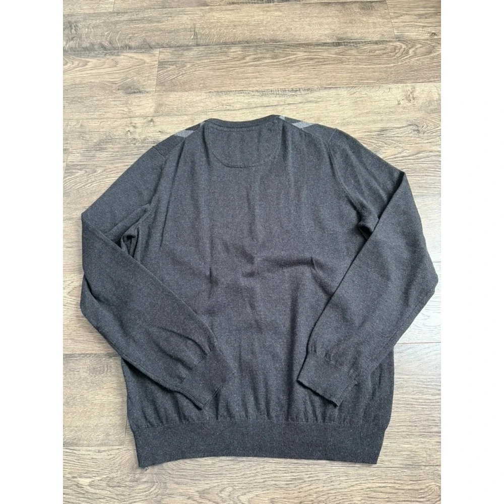EUC Mens Joseph Abbound diamond Argyle grey cotton wool cashmere sweater size L